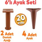 Badem10 Aspen 6'lı Set Mobilya Tv Ünitesi Çekyat Koltuk Kanepe Baza Destek Ayağı Ayakları 20 Cm Kahverengi