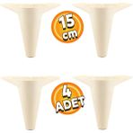 Badem10 Aspen Lüks 15 cm Krem Baza 4 Adet Mobilya Kanepe Sehpa TV Ünitesi Koltuk Ayağı