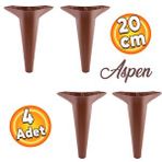 Badem10 Aspen Lüks Mobilya Kanepe Sehpa Puf Koltuk Ayağı Kahverengi Baza Ayak 20 cm (4 Adet)