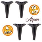 Badem10 Aspen Lüks Mobilya Kanepe Sehpa Puf Koltuk Ayağı Siyah Ahşap Desenli Baza Ayak 18 Cm (4 Adet)