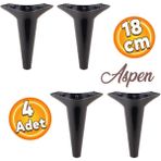 Badem10 Aspen Lüks Mobilya Kanepe Sehpa Puf Koltuk Ayağı Siyah Baza Ayak 18 cm (4 Adet)