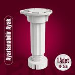 Badem10 Ayarlanabilir 1 Adet (10+2 Cm) Plastik Ayak Dolap Mobilya Tezgah Yükseltici Yükseltme Ayağı Gri - 12 cm