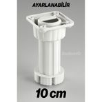 Badem10 Ayarlanabilir 10 Cm Plastik Ayak Dolap Mobilya Tezgah Puf Yükseltici Yükseltme Ayağı Beyaz Ayakları