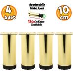 Badem10 Ayarlanabilir Dolap Mobilya Kanepe Koltuk Baza Metal Destek Yükseltme Yükseltici Ayağı 10 Cm Gold Ayakları 4 Adet
