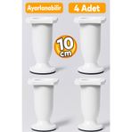 Badem10 Ayarlanabilir Dolap Mobilya Kanepe Sehpa Tezgah Ayağı Plastik Beyaz Ayakları 10 Cm (4 ADET)