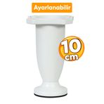 Badem10 Ayarlanabilir Dolap Mobilya Koltuk Kanepe Sehpa Ayağı 10 Cm Plastik Beyaz Ayakları