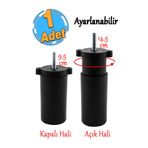 Badem10 Ayarlanabilir Gizli Mobilya Kanepe Baza Koltuk M8 Civatalı Vidalı Orta Destek Ayağı Ayak Siyah 9.5cm