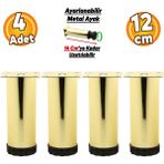 Badem10 Ayarlanabilir Mobilya Kanepe Baza Koltuk Metal Destek Yükseltici Ayağı 12 cm Gold Ayakları 4 Adet