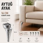 Badem10 Aytuğ Lazio 16 cm Krom Mobilya Ayağı 4 Adet Sert Plastik Koltuk Kanepe Dolap Ayağı Modern
