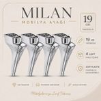 Badem10 Aytuğ Milan 19 cm Krom Mobilya Ayağı 4 Adet Modern Tasarım Tv Ünitesi Sehpa Koltuk Ayağı