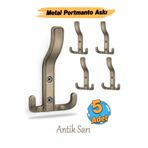Badem10 Aytuğ Portmanto 5 Adet Antik Sarı Dolap Askılık Duvar Askılığı Vestiyer Mutfak Elbise Kıyafet Askı