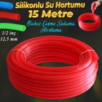 Badem10 Bahçe Çeşme Su Hortumu İç Çap 1/2 Naturel Silikonlu Sulama Araç Yıkama Hortum 15 Metre