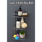Badem10 Banyo Duş Köşe Rafı Üç Katlı Krom Şampuanlık Paslanmaz Metal Duvar Tipi Düzenleyici Organizer