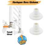Badem10 Banyo Havlupan Borusu Kalorifer Petek Boru Gizleme Apratı Plastik Beyaz Saklama Aparatı (2 Adet) - Renkli - 5