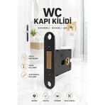 Badem10 Banyo WC Kapı Kilidi Manyetik Sessiz Mekanizma Siyah Metal 65 mm Eksen Karşılık ve Vida Seti Dahil