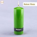 Badem10 Baton Mum Yeşil Silindir Dekoratif Mumu Kandil Fitilli Mumlar Şamdan Kokusuz 6 x 17 cm - Bordo - Yeşil - 1 Adet