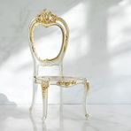Badem10 Bella Sandalye Sert Plastik Beyaz Gold Koltuk Bahçe Balkon Mutfak Yemek Masası Sandalyesi