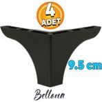 Badem10 Bellona Mobilya Kanepe Sehpa Çekyat Tv Ünitesi Koltuk Ayağı 9.5 Cm Siyah Baza Ayakları (4 Adet)