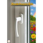 Badem10 Beyaz PVC Pencere Kolu Pimapen Uyumlu, Sağ-Sol Açılır, Yedek Balkon Vidalı Plastik Kol Mekanizması