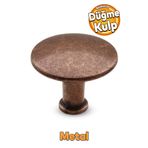 Badem10 Big Düğme Çekmece Dolap Kapak Antik Bakır Metal Kulp