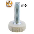 Badem10 Bingo Rotil 2.5 cm 10 Adet M6 Civatalı mm Beyaz Profil Ayağı