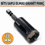 Badem10 Bits Saplı 20 mm Elmas Granit Panç Fayans Beton Delme Ucu Dayanıklı Profosyonel Matkap Uyumlu - Gri