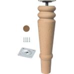 Badem10 Bohem 18 cm Doğal Boyasız Ahşap Ayak Silindir Mobilya Koltuk Kanepe Ayağı Metal Montaj Aparat & Keçe - Kahverengi