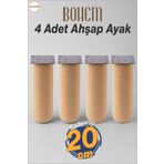 Badem10 Bohem 4 Adet Doğal Ahşap Silindir Ayak 20 Cm Set Mobilya Koltuk Kanepe Ayağı Ayakları