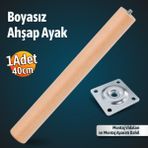 Badem10 Bohem 40 cm (1 Adet) Doğal Ahşap Boyasız Silindir Sehpa Ayağı - (1 Adet) 4x4 Metal Montaj Aparatı