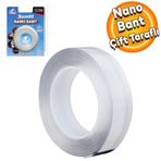 Badem10 Bondit Nano Çift Taraflı Bant Montaj Çok Amaçlı Güçlü Yapıştırma Bandı Şeffaf 20 mm x 1 Metre
