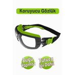 Badem10 Buğulanmaz İpli İş Güvenlik Gözlüğü Lazer UV Koruyucu Toz Korumalı Gözlük Silikon Kulaklık Şeffaf