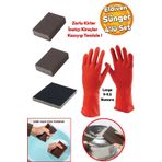 Badem10 Bulaşık Eldiven 9-9.5 Banyo Lavabo Taşı Mutfak Evye Kireç Yağ Kir Temizleme Islak Sünger 4'Lü SET