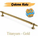 Badem10 Burgulu Titanyum Gold 60 cm Çelik Kapı Tutma Kolu Sürgülü Dış Çekme Kulpu Kulbu Tutamağı Kol 1 Adet