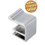 Badem10 Cam Kapak Cam Raf Ahşap Menteşesi Krom 6 mm 4 Adet Kulp