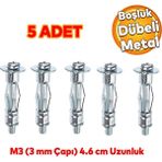 Badem10 Çelik Alçıpan ve Boşluk Dübel FRT Tuğla Paraşüt Duvar Bims 3x46 Metal 5 Adet
