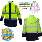 Badem10 Cepli Reflektif Xl Beden Fosforlu Fermuarlı Kaban Kapüşonlu Parka Sarı Lacivert Kaban İşçi Parkası