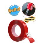 Badem10 Çift Taraflı Silikon Bant Şeffaf 24 mm x 2 Metre Montaj Bandı Güçlü Çok Amaçlı Yapıştırıcı 1 Adet