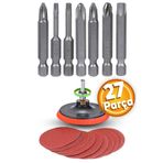Badem10 Cırt Zımpara Kağıdı El Zımparaları + Matkap Bits Ucu Uçları Vidalama Seti 115mm (27 Parça)