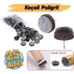 Badem10 Çivili Keçeli Plastik Poligrit (25 Adet) Mobilya Masa Sandalye Parke Laminat Zemin Koruyucu Pabuç - Kahverengi