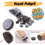 Badem10 Çivili Keçeli Plastik Poligrit (50 Adet) Mobilya Masa Sandalye Parke Laminat Zemin Koruyucu Pabuç - Kahverengi
