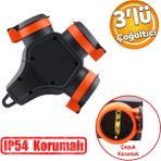 Badem10 Çoğaltıcı Askılı Monofaze Seyyar Topraklı Priz IP54 Fiş Grup 3'lü Dişi Fiş Kablosuz Çoçuk Korumalı - Beyaz