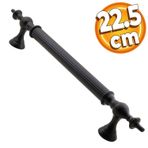 Badem10 Çukurca 22.5 cm Mat Siyah Metal Çekme Kolu Kapı Tutma Kulp