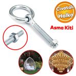 Badem10 Delikli Halkalı Metal Paslanmaz Civata M10 Somunlu Sabitleme Çekme Kaldırma Tavan Kancası Asma Kit