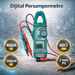 Badem10 Dijital Pensampermetre Pilli Ac Dc Akım Ölçer Multimetre Pens Tipi Ölçüm Cihazı Profesyonel Kullanım - Mavi