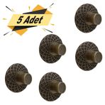 Badem10 Dinar Çekmece Dolap Kapak 5 Adet Antik Sarı Metal Kulp