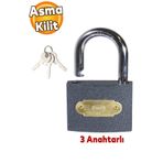 Badem10 Döküm Gri 32 mm 3 Anahtarlı Asma Kilit