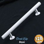 Badem10 Doruk Beyaz Metal Kulp 128 mm - 12.8 cm Mobilya Çekmece Mutfak Dolabı Dolap Kulpları Kulbu Kulpu