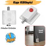 Badem10 Düğmeli Yaylı Kapı Mobilya Dolap Kilidi Plastik 1 Adet Kapı Tutucu Stoper Sabitleme Kilitleme Aparat - Beyaz