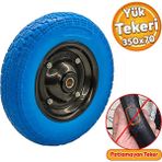 Badem10 El Arabası Yük Taşıma Tekeri Rulmanlı Patlamayan Poliüretan Teker Pu Tekerlek 350X70 mm