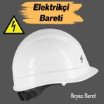 Badem10 Elektrikçi Bareti Baş Koruyucu Baret Beyaz En 397:2012+A1:2012 Standartlara Uygun Kayışlı Ter Bezli